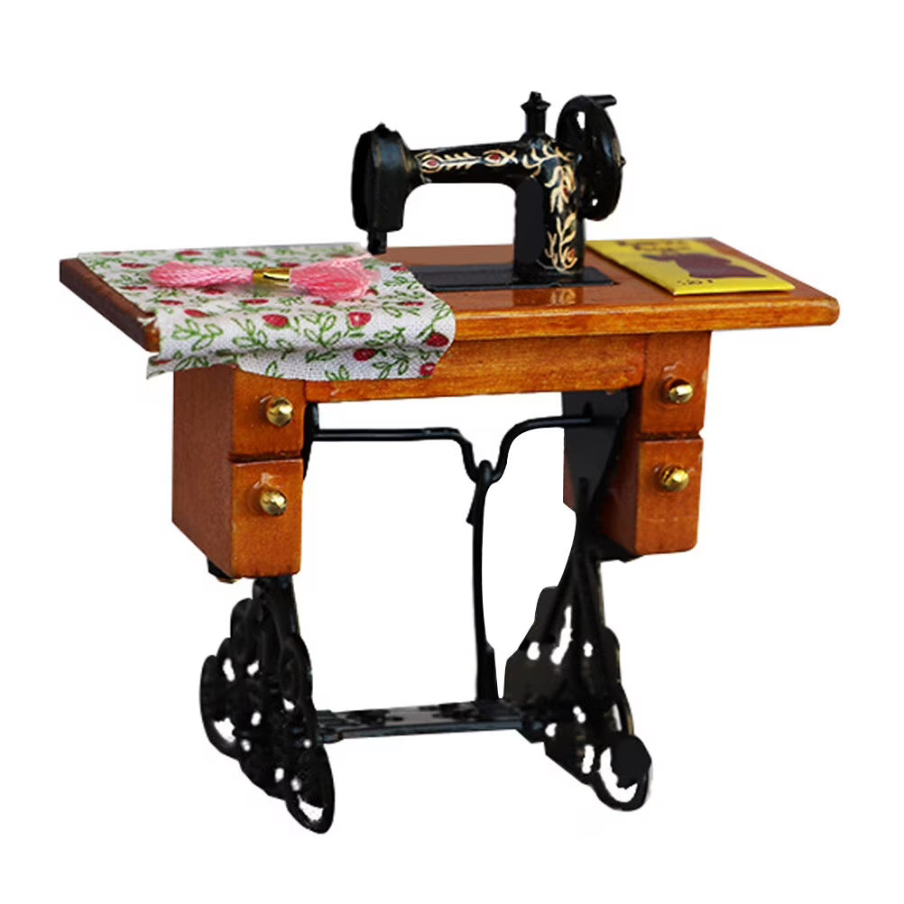 Metal Mini Dollhouse Sewing Machine Decor Z4841