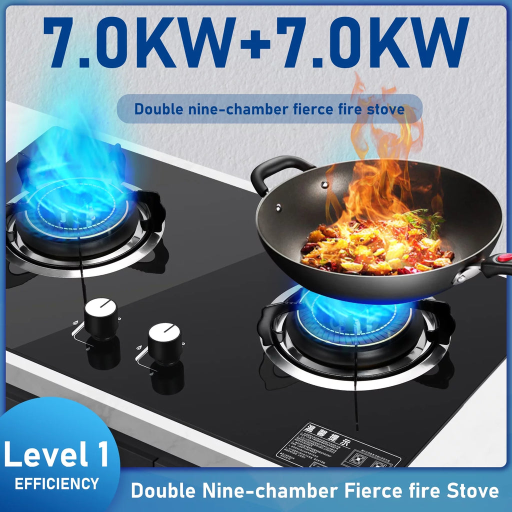 Double Burner Gas Stove Tempered Glass Cooktop U228
