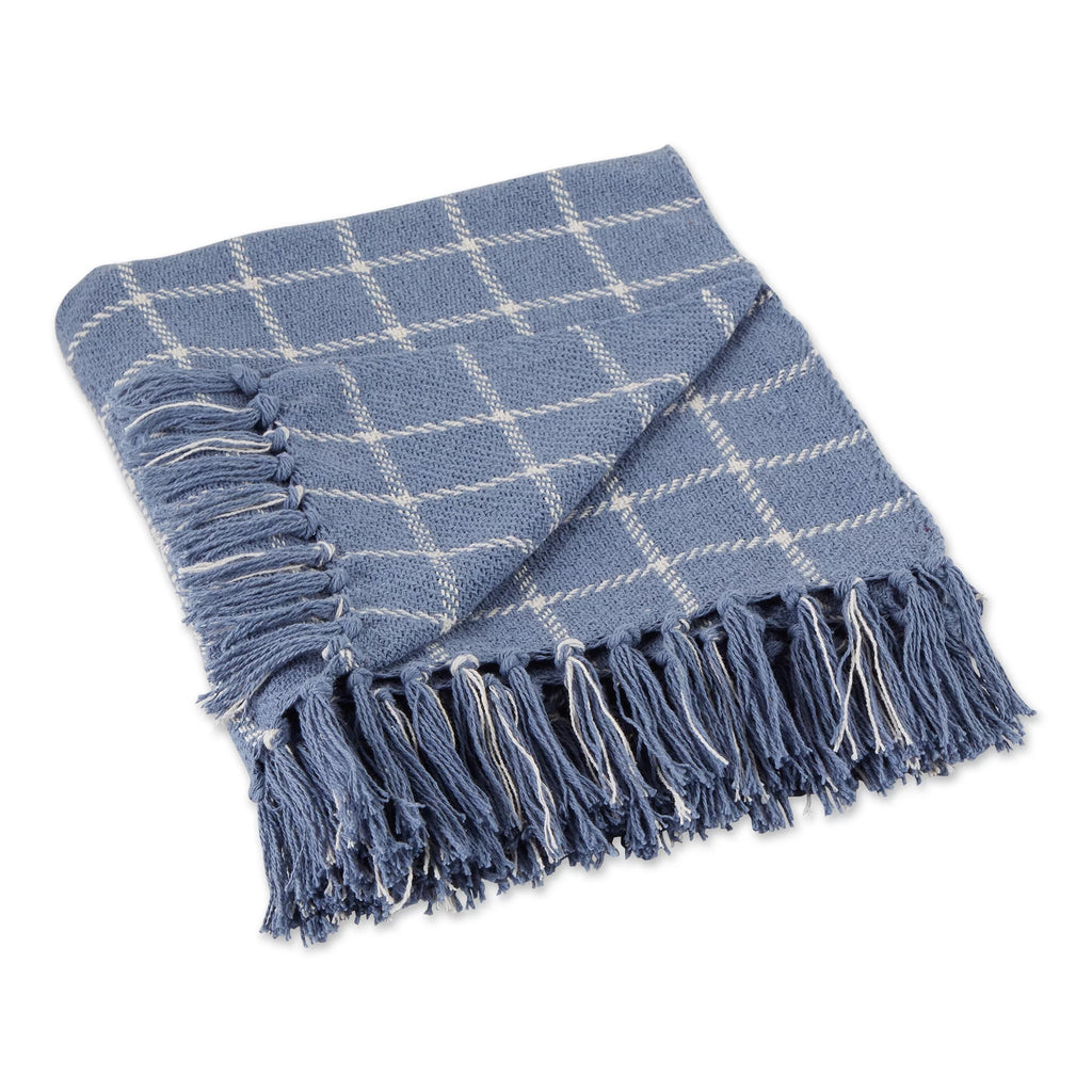 Stonewash Blue Checked Plaid Throw V531