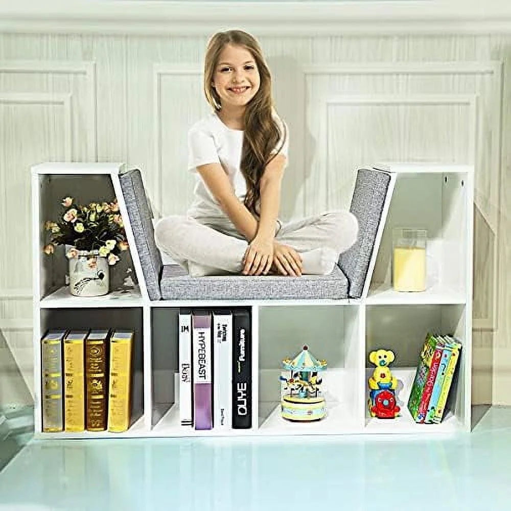 6-Cubby Bookcase with Cushioned Reading Nook Y92133
