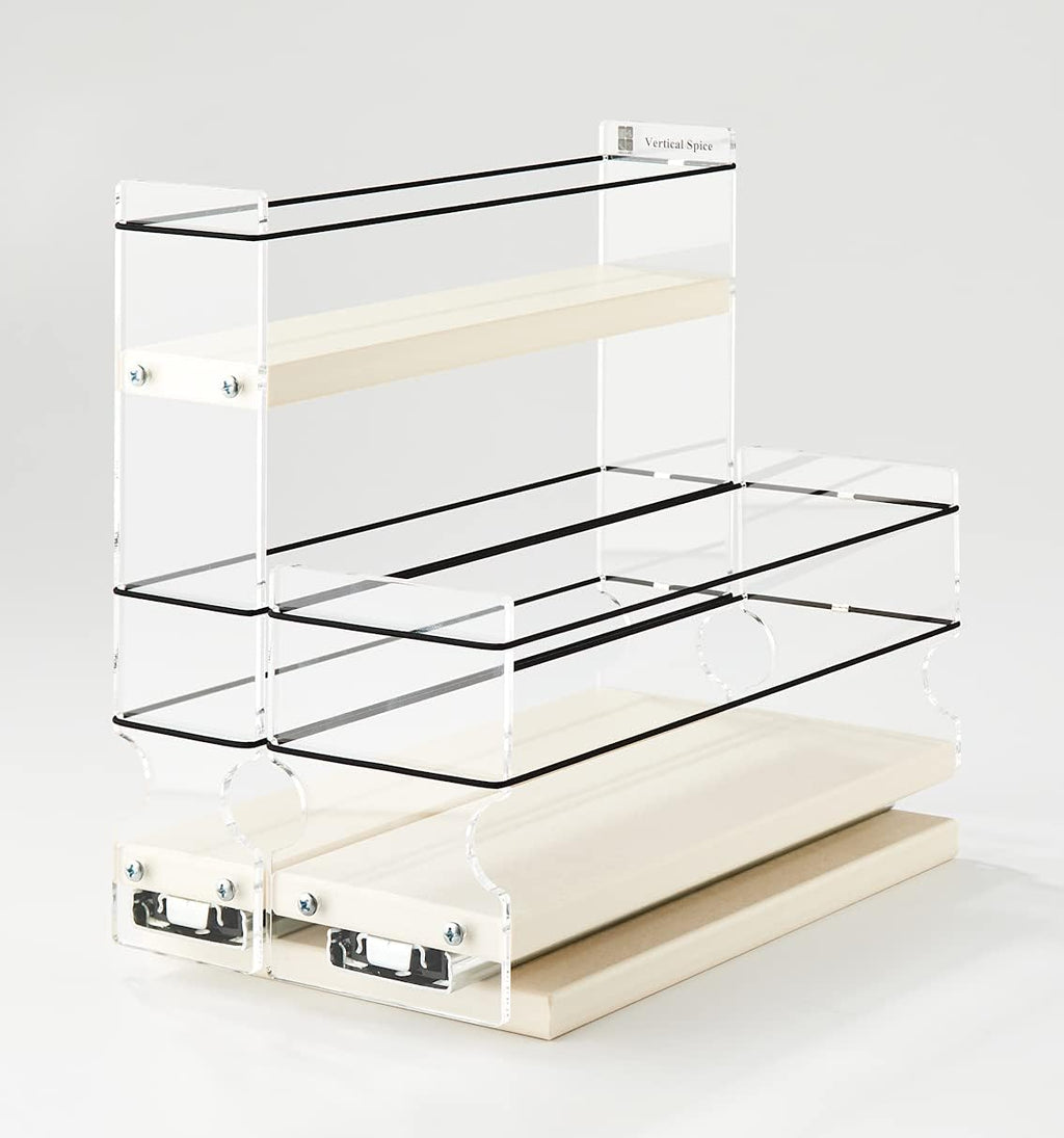 Combo 2 Tier Spice Rack Drawer and Storage Organizer Drawer Q9575