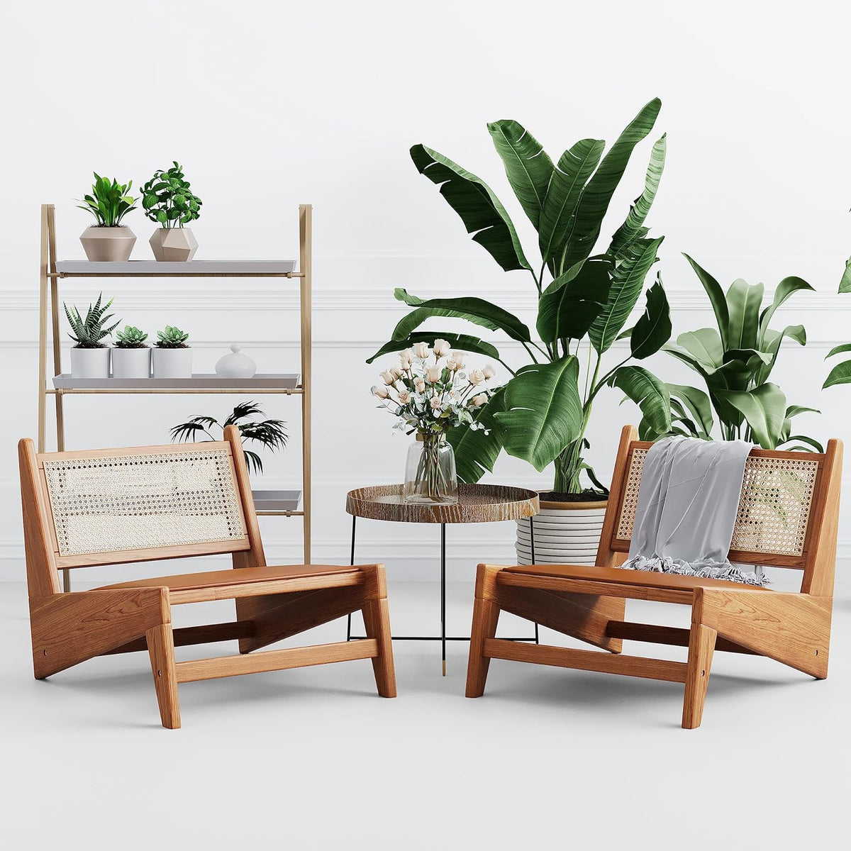 Beige Rattan Accent Chair Y59247