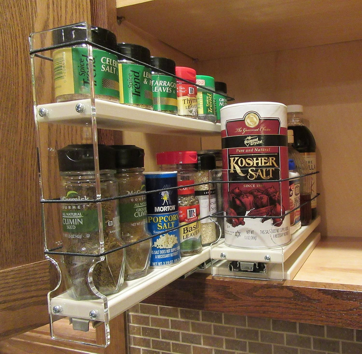 Combo 2 Tier Spice Rack Drawer and Storage Organizer Drawer Q9575
