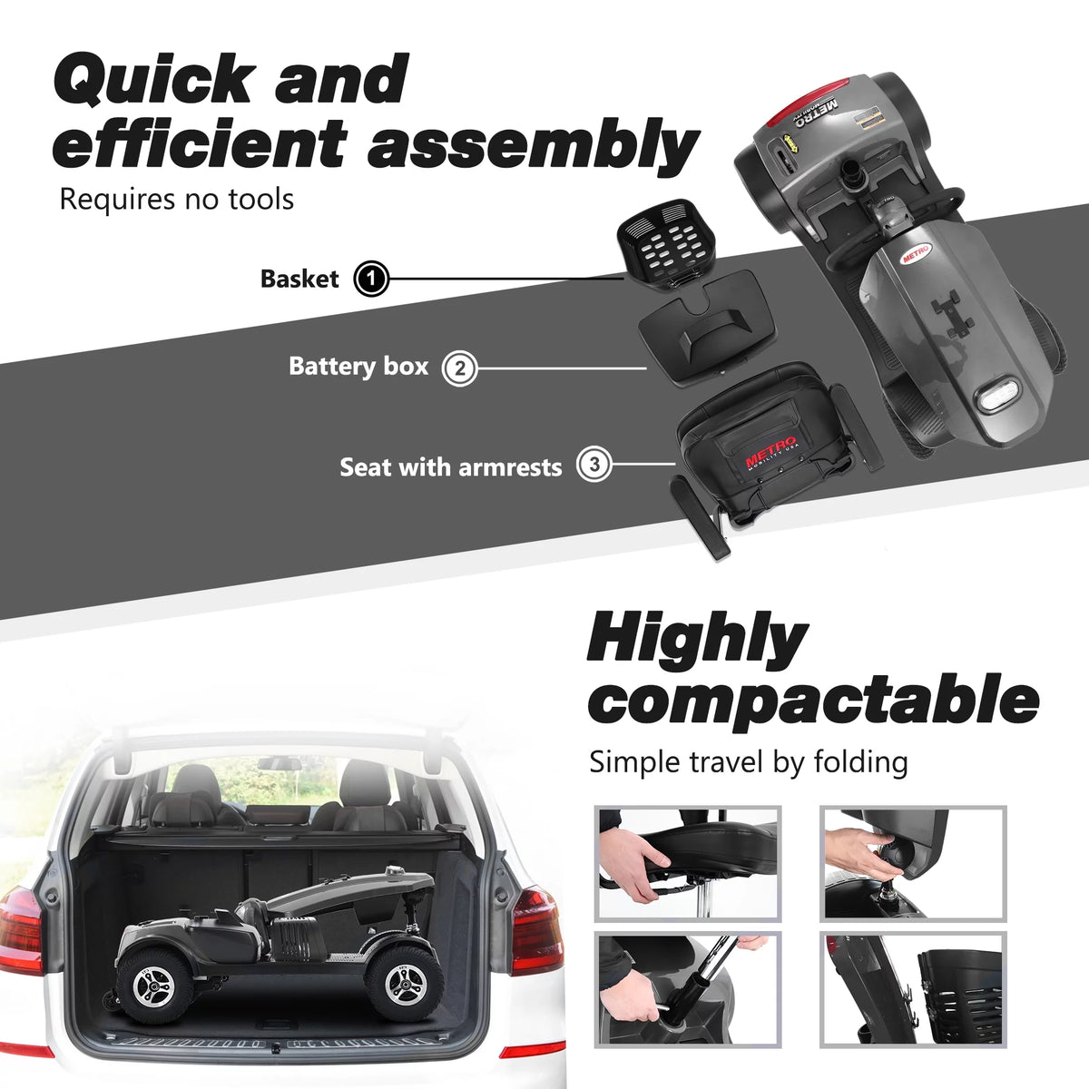 4 Wheels Compact Electric Mobility Scooter M3290