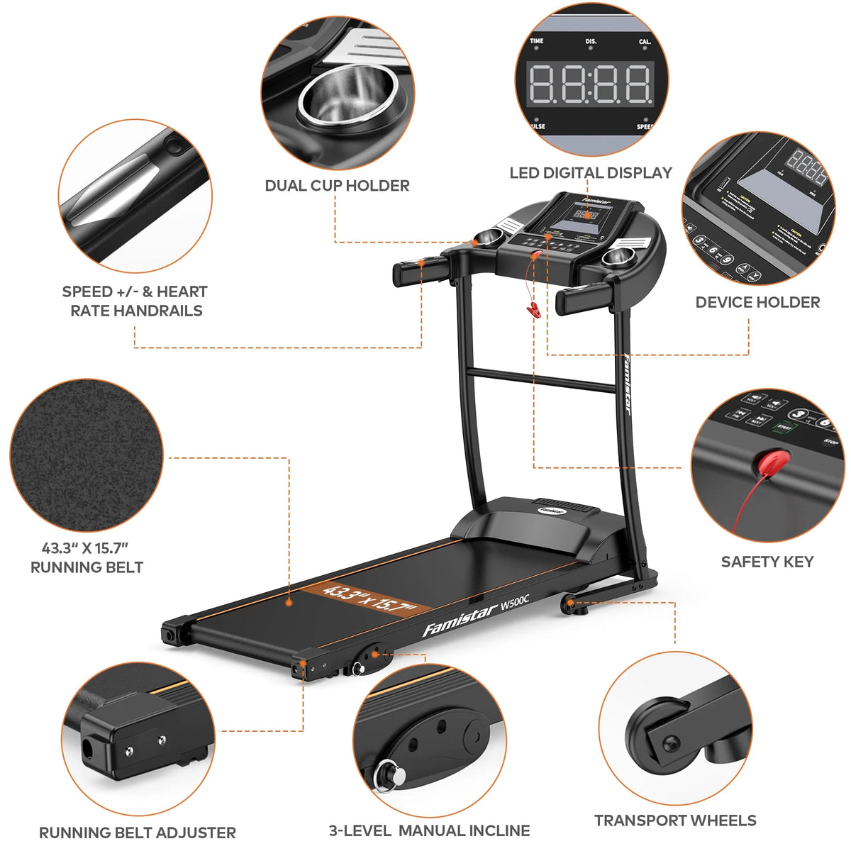 4.5HP Folding Treadmill with 15% Auto Incline C592474