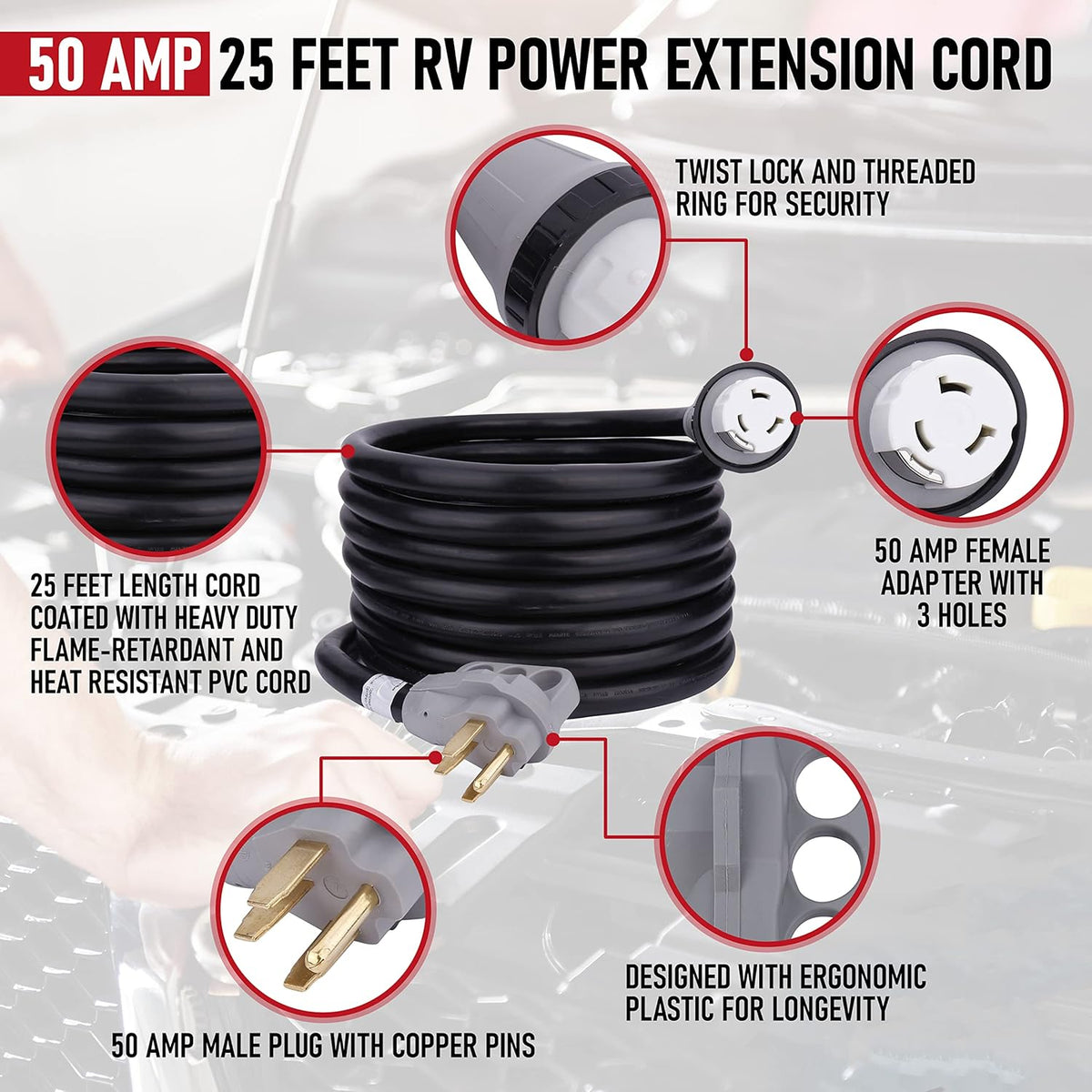 50 Amp 25 Feet RV Power Extension Cord X256941