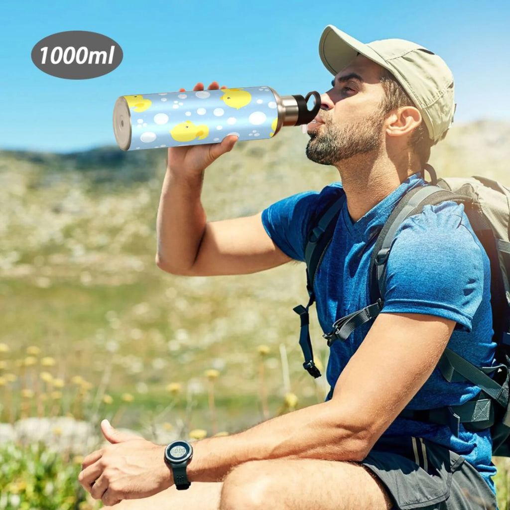 Blue Stainless Steel Insulated Water Bottle with Straw Lid C218