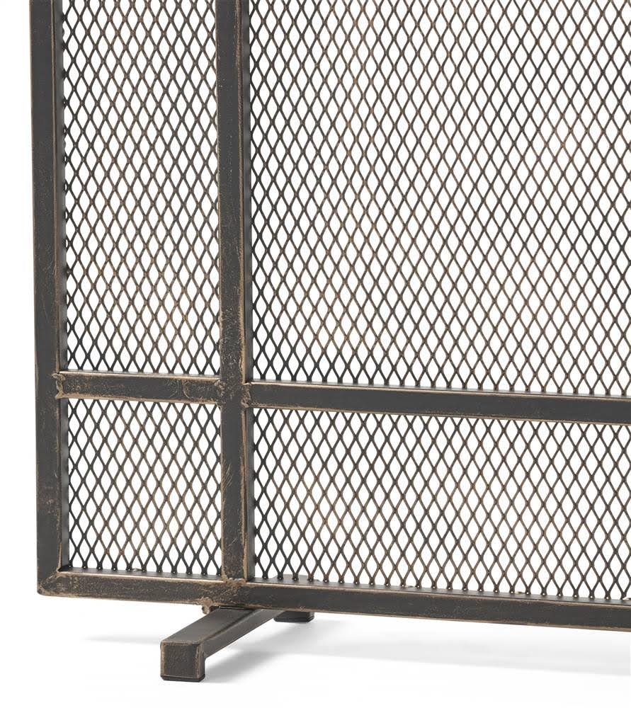 Black Brushed Gold Single Panel Iron Fire Screen C1533