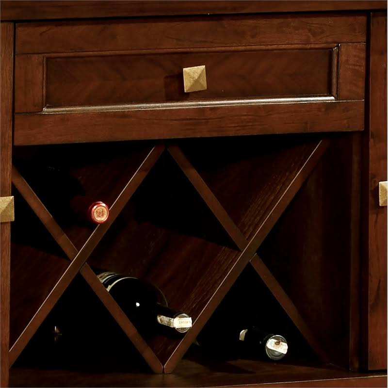 Solid Wood 1-Drawer Server in Brown Cherry U837116