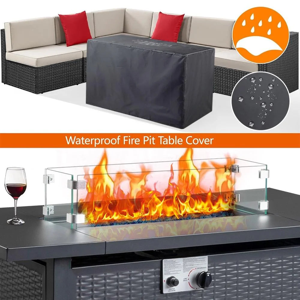 43'' Propane Fire Pit Table with Rain Cover and Wind Guard T29446