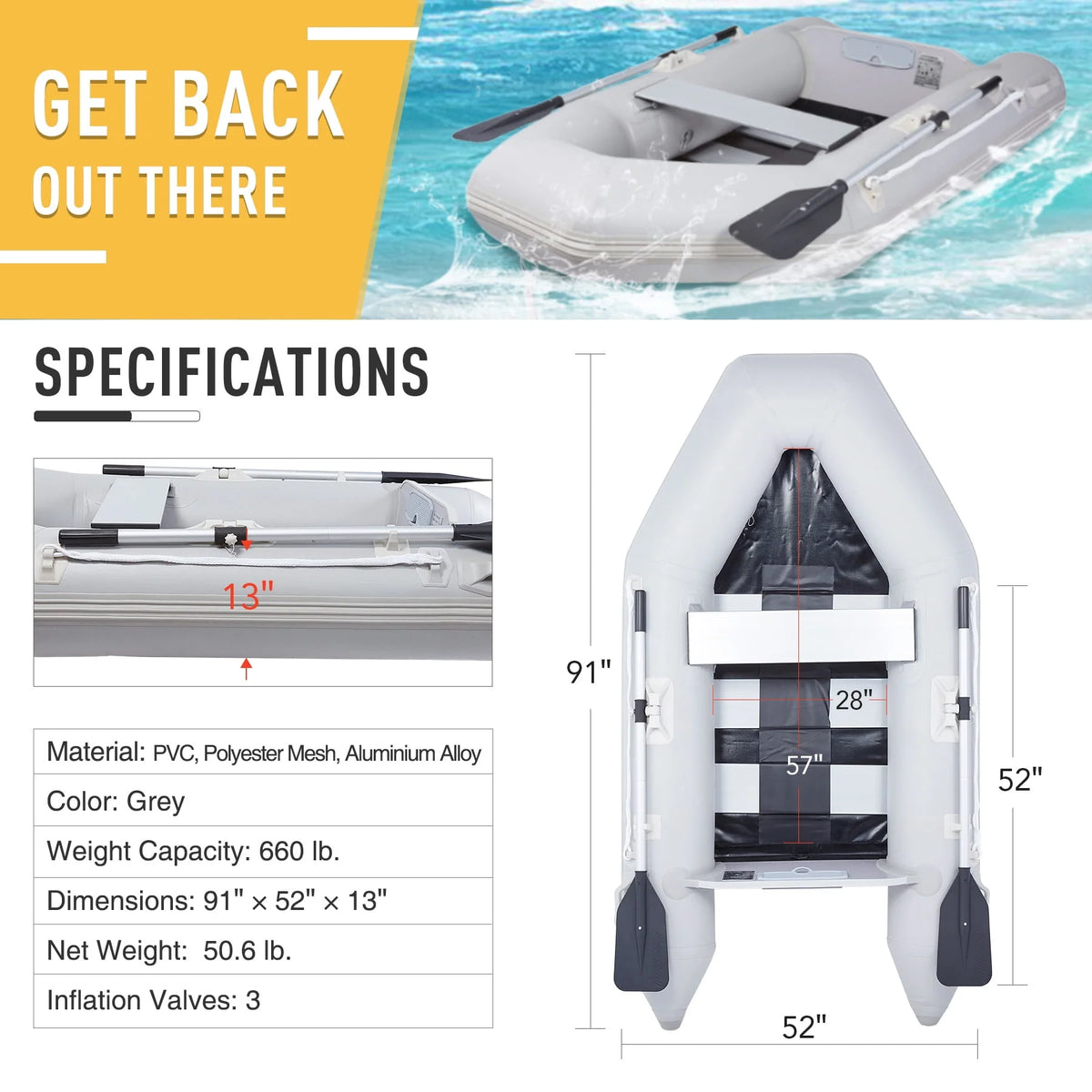 2 Person Inflatable Boat PVC Raft X959