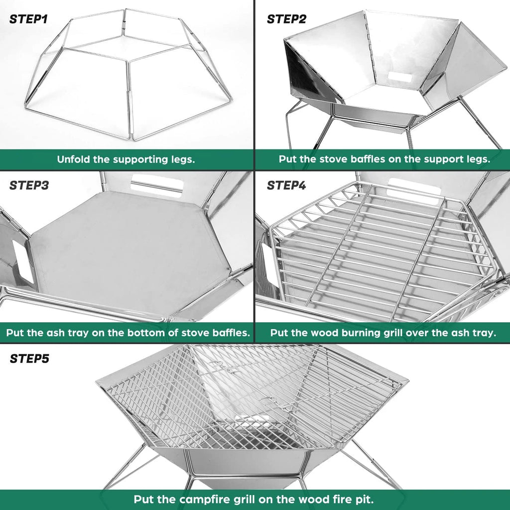 Hexagon Stainless Steel Folding BBQ Grill U4813