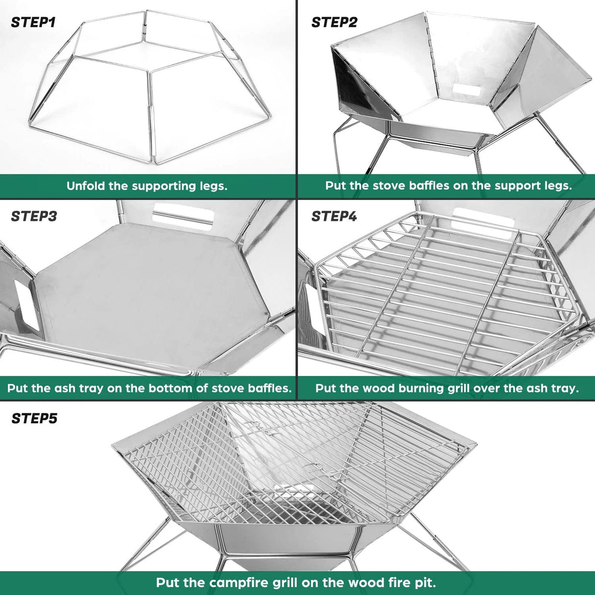 Hexagon Stainless Steel Folding BBQ Grill U4813