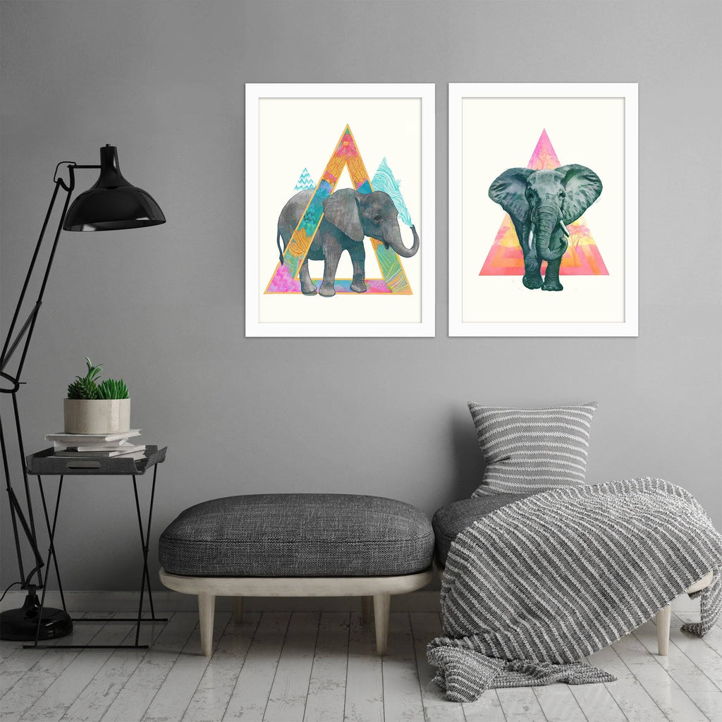 2 Piece White Framed Print Set D5740